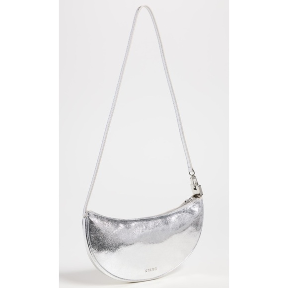 STAUD Handbags - Staud Walker Shoulder Bag Silver Metallic Leather Crescent Half Moon